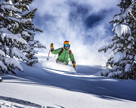 Downhill Skiing Powder in Breckenridge, Colorado