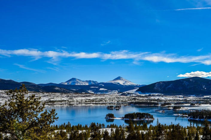 Lake Dillon with Breckenridge Mountains in the background