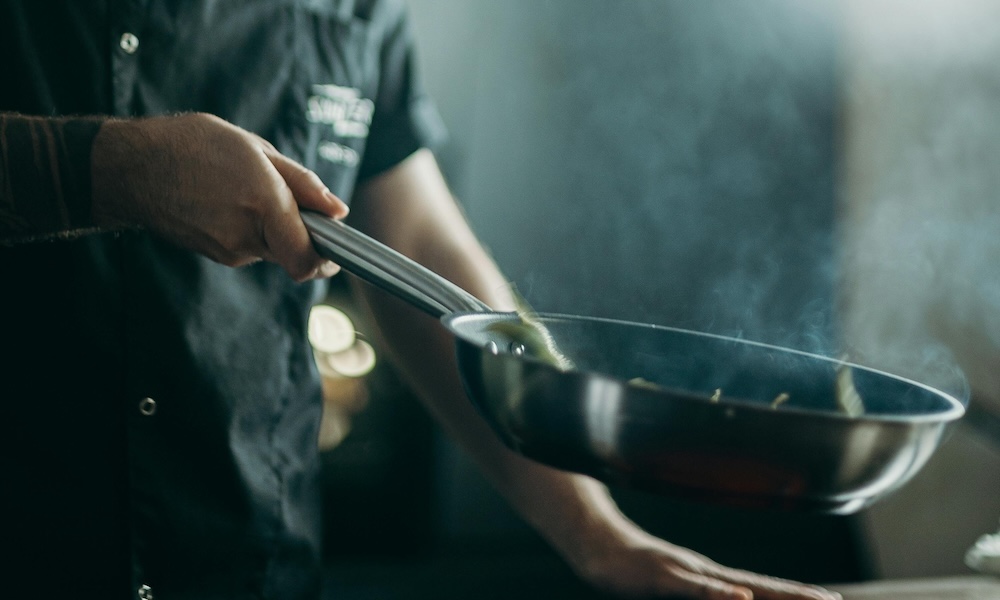 Private chef sauteeing